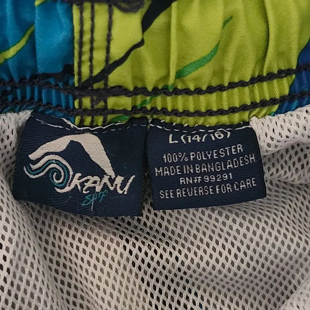 Kanu Surf Boys Long Tropical Print Swim Trunks Size 14/16 Large